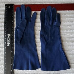 Vintage Navy Blue Suede Kid Gloves from France